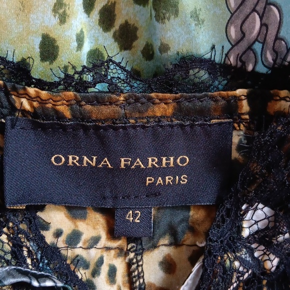 Orna Farho Paris silk animal print jumpsuit w/tie - Picture 5 of 7